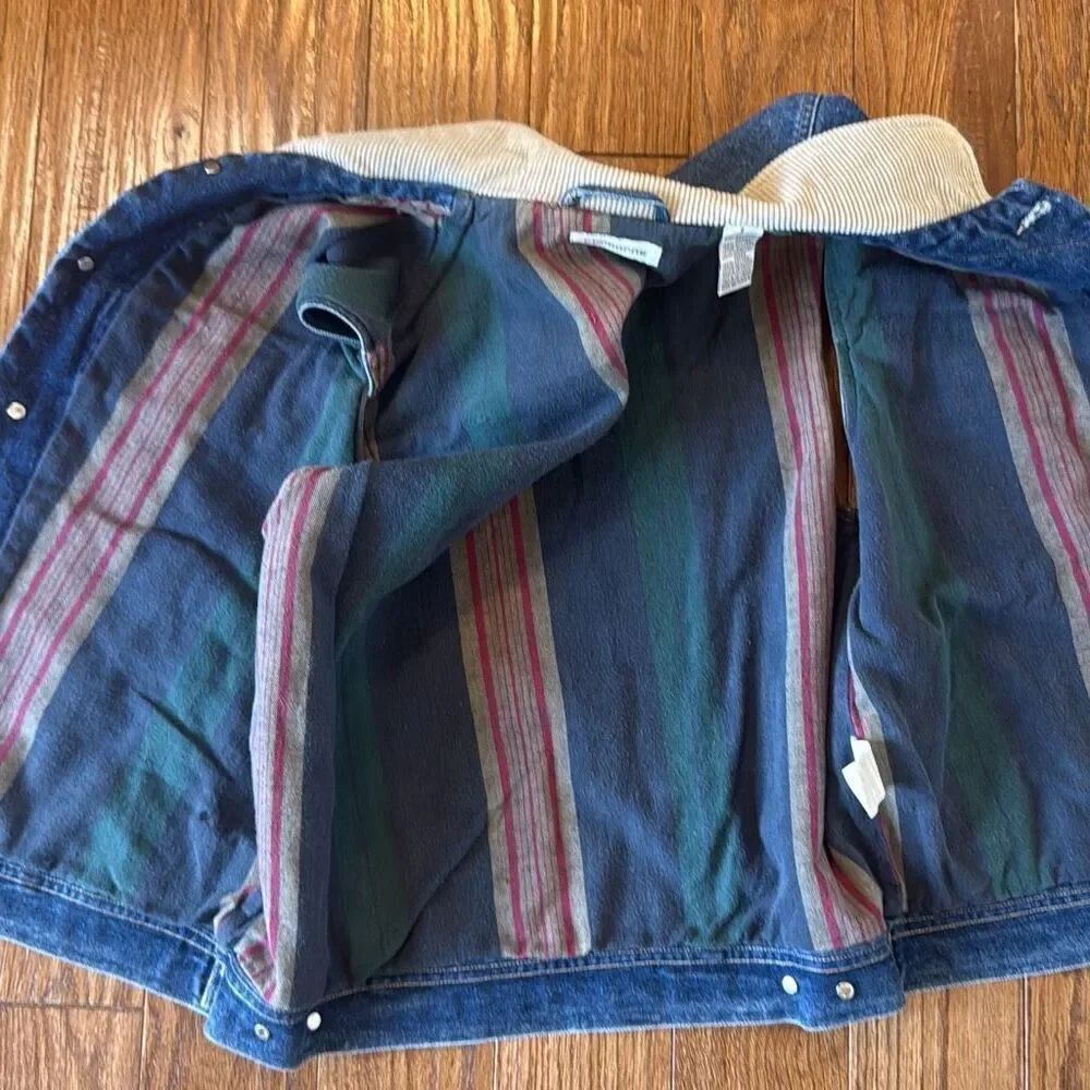 Claiborne Vintage denimโvest flannel lined with corduroy collar small - Picture 9 of 11
